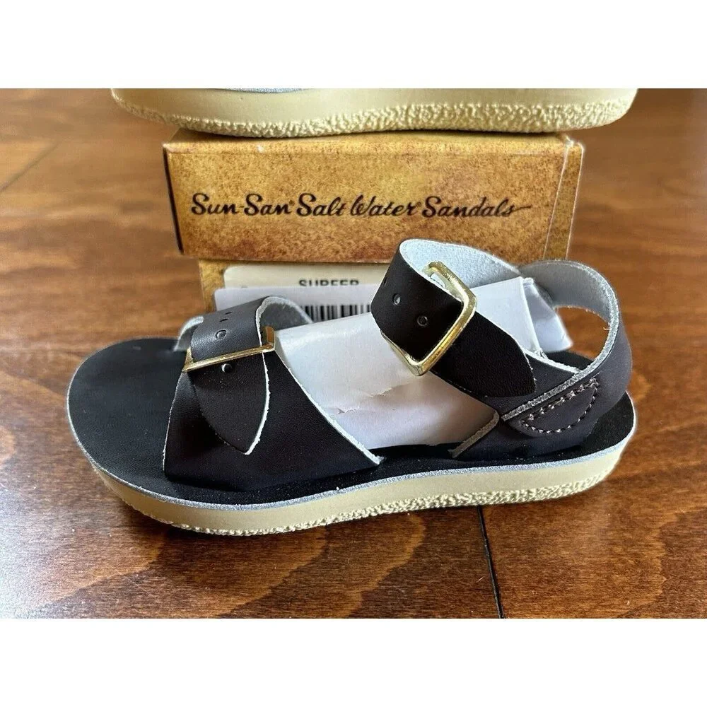 Salt Water Sandals Toddler/Baby Girl Size 3 Hoy Shoe‎ Surfer Patent Brown NEW